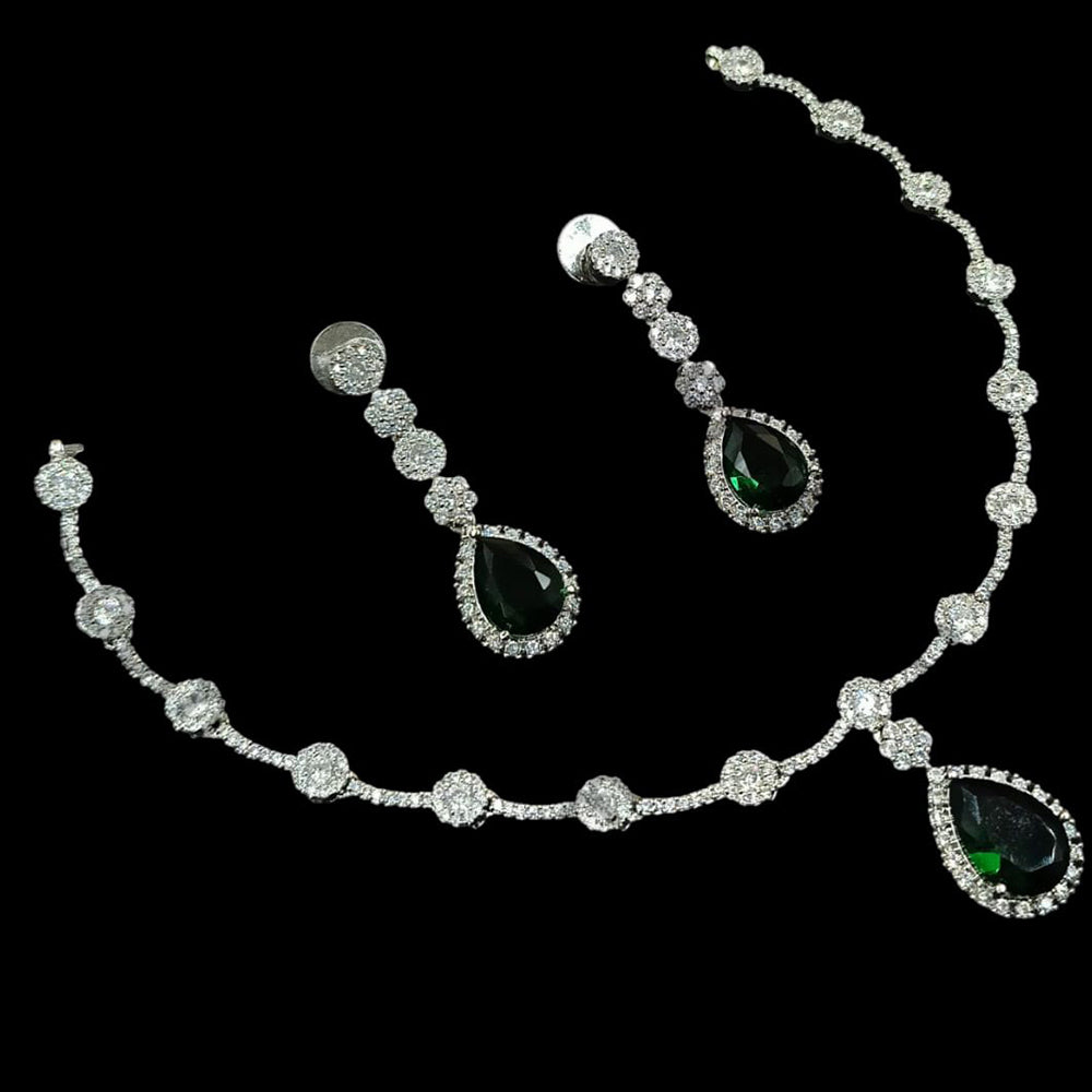 NAF Silver-Plated American Diamonds Weddings & Parties Necklace Set