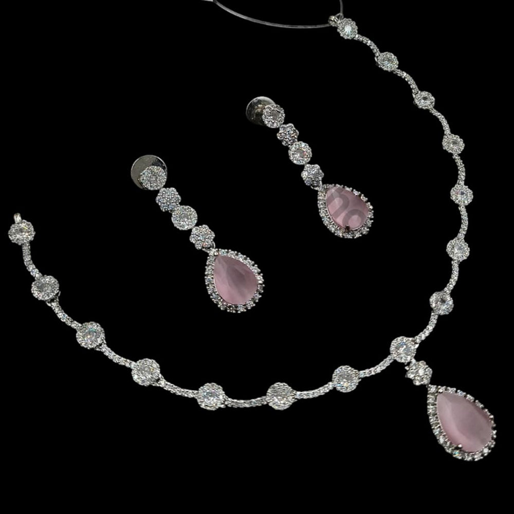 NAF Silver-Plated American Diamonds Weddings & Parties Necklace Set