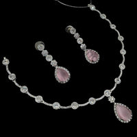 NAF Silver-Plated American Diamonds Weddings & Parties Necklace Set