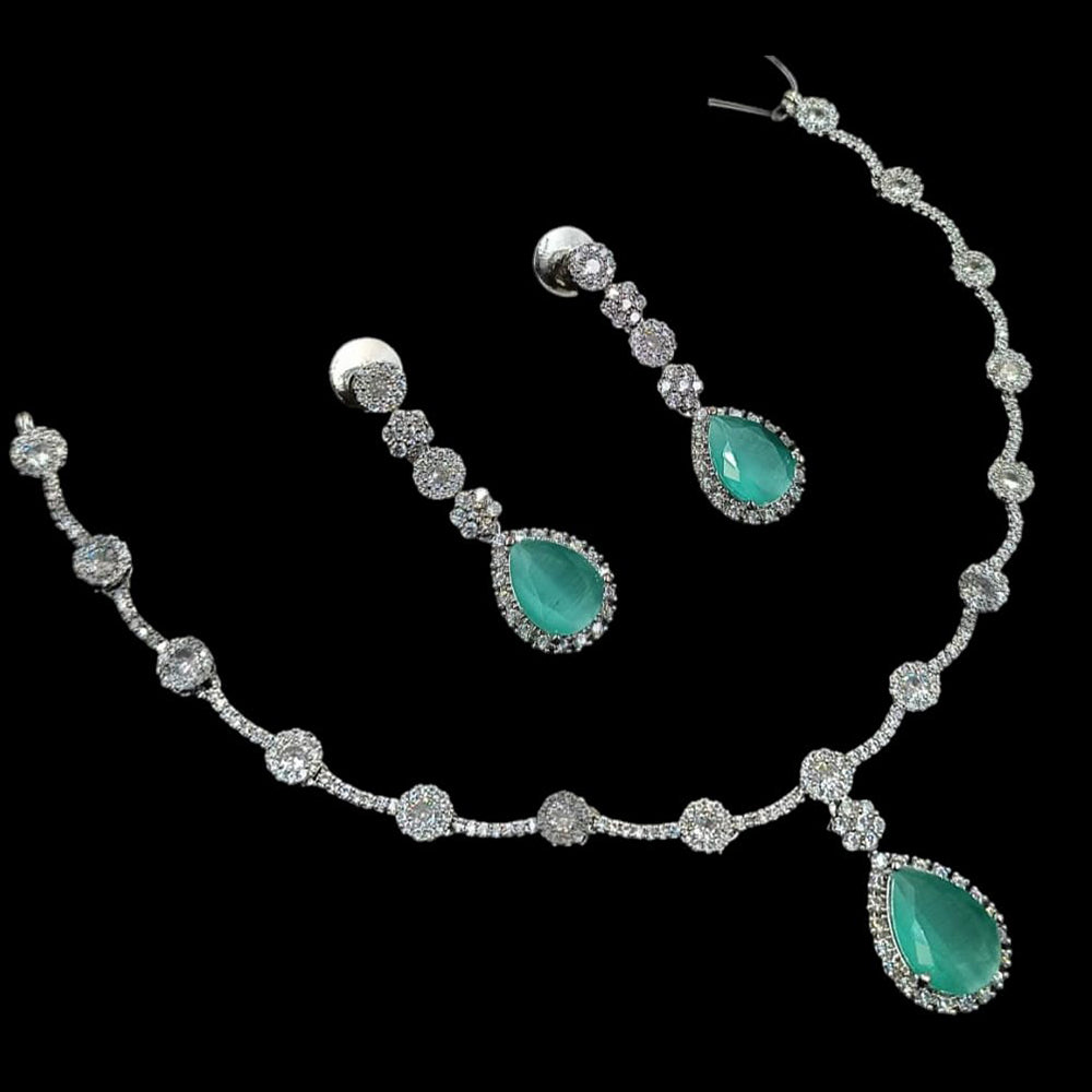NAF Silver-Plated American Diamonds Weddings & Parties Necklace Set