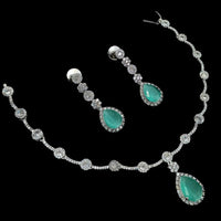 NAF Silver-Plated American Diamonds Weddings & Parties Necklace Set