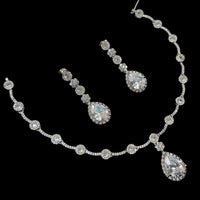 NAF Silver-Plated American Diamonds Weddings & Parties Necklace Set