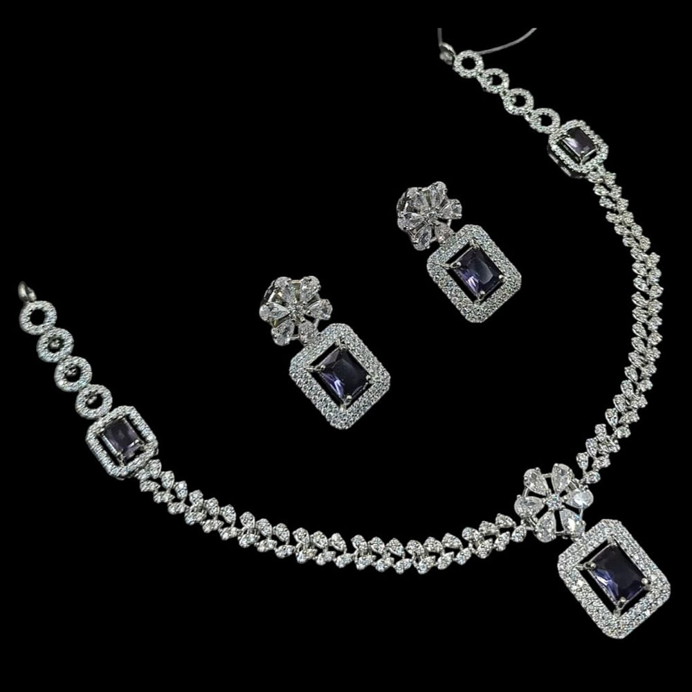NAF Silver-Plated American Diamonds Weddings & Parties Necklace Set