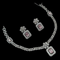 NAF Silver-Plated American Diamonds Weddings & Parties Necklace Set