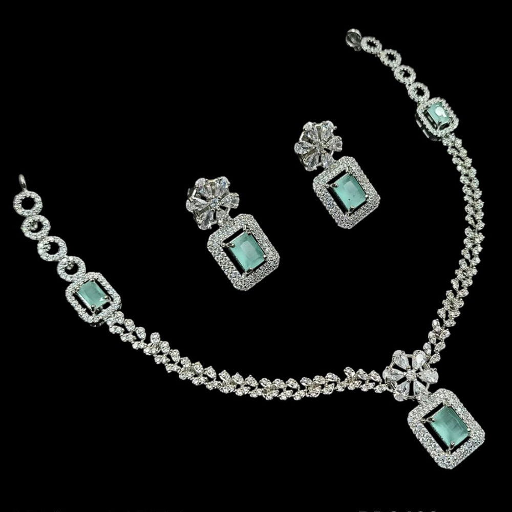 NAF Silver-Plated American Diamonds Weddings & Parties Necklace Set