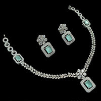 NAF Silver-Plated American Diamonds Weddings & Parties Necklace Set