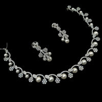 NAF Silver-Plated American Diamonds Weddings & Parties Necklace Set