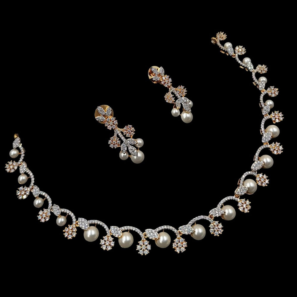 NAF 2 Tone-Plated American Diamonds Weddings & Parties Necklace Set