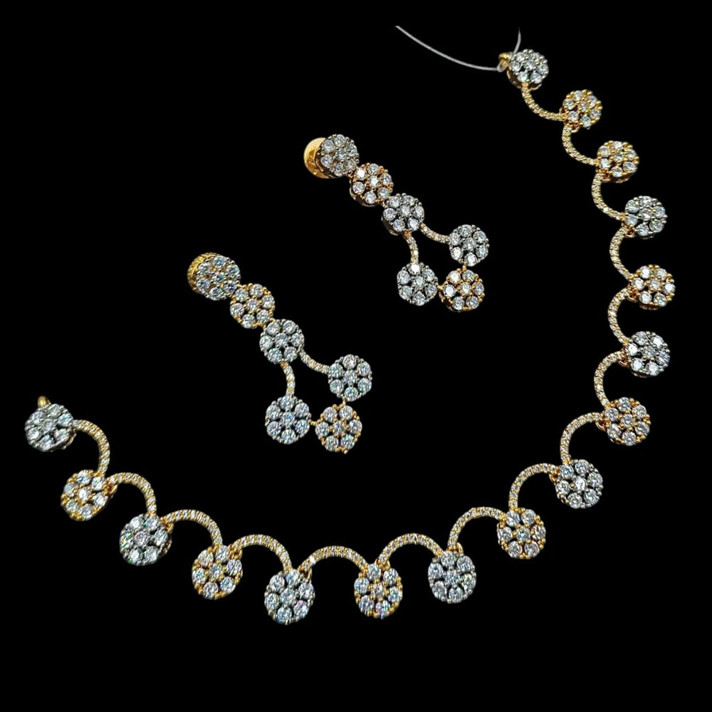 NAF 2 Tone-Plated American Diamonds Weddings & Parties Necklace Set