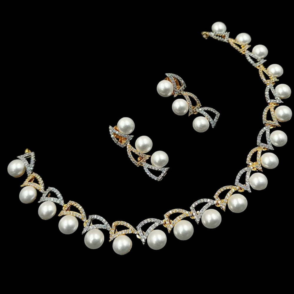 NAF 2 Tone-Plated American Diamonds Weddings & Parties Necklace Set