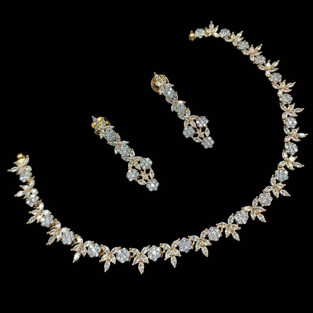 NAF 2 Tone-Plated American Diamonds Weddings & Parties Necklace Set