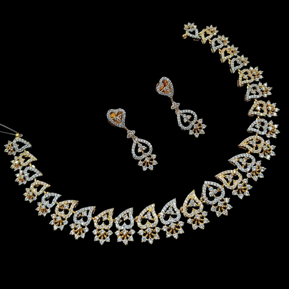 NAF 2 Tone-Plated American Diamonds Weddings & Parties Necklace Set
