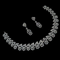 NAF Silver-Plated American Diamonds Weddings & Parties Necklace Set