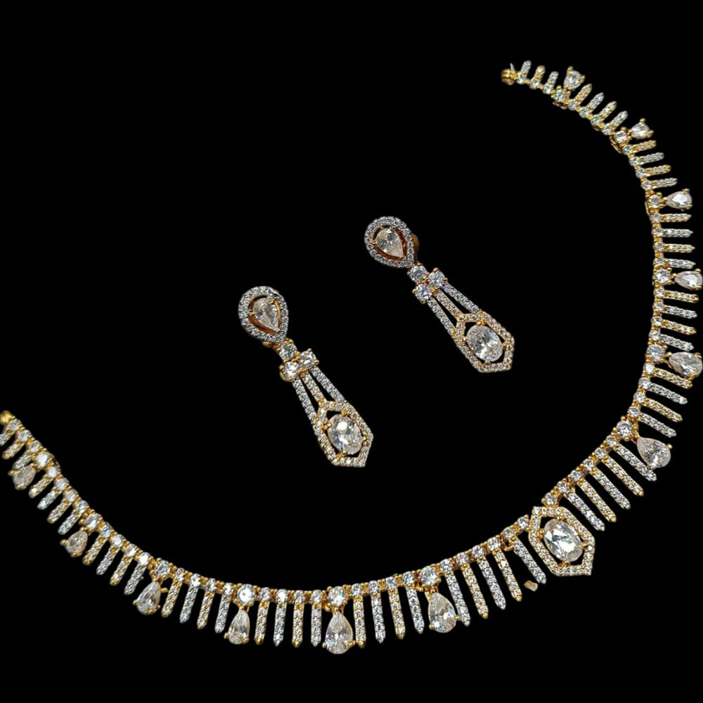 NAF 2 Tone-Plated American Diamonds Weddings & Parties Necklace Set