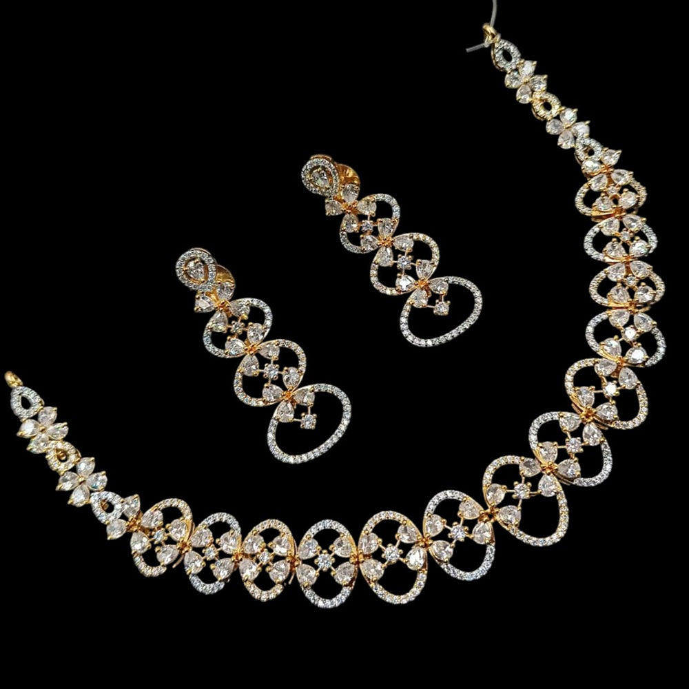 NAF 2 Tone-Plated American Diamonds Weddings & Parties Necklace Set