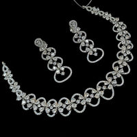 NAF Silver-Plated American Diamonds Weddings & Parties Necklace Set
