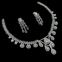 NAF Silver-Plated American Diamonds Weddings & Parties Necklace Set