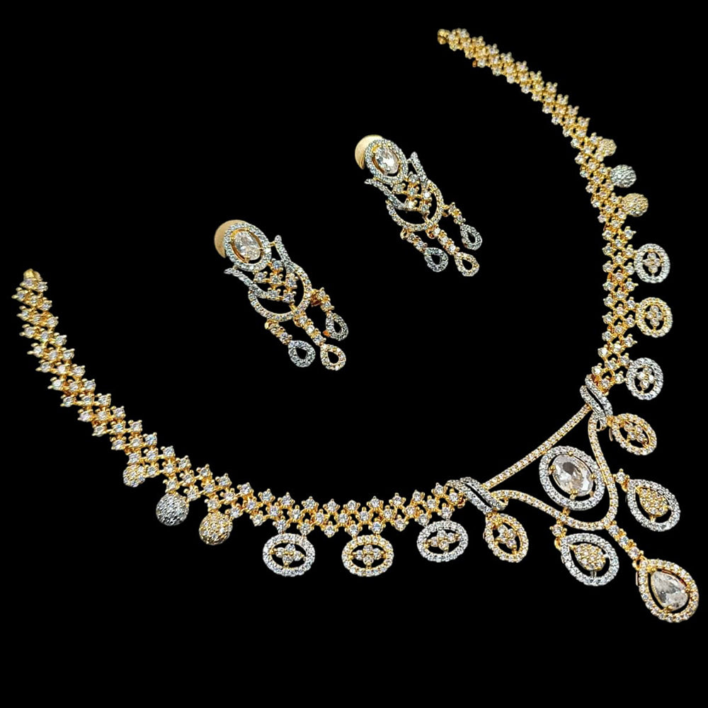NAF 2 Tone-Plated American Diamonds Weddings & Parties Necklace Set