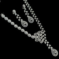 NAF Silver-Plated American Diamonds Weddings & Parties Necklace Set