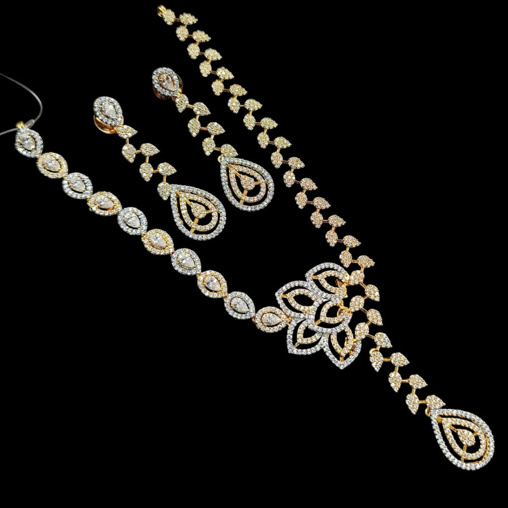 NAF 2 Tone-Plated American Diamonds Weddings & Parties Necklace Set