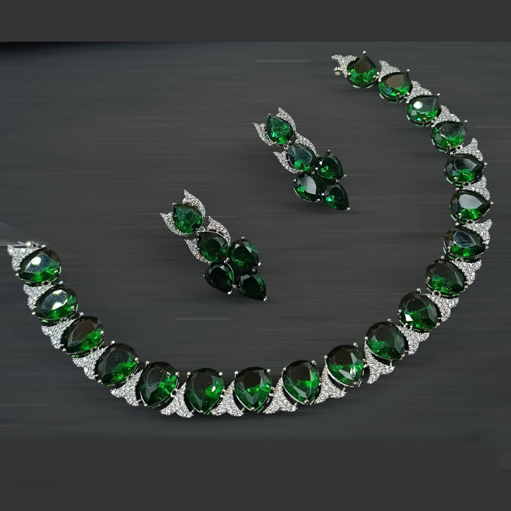 NAF Silver-Plated American Diamonds Weddings & Parties Necklace Set