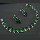NAF Silver-Plated American Diamonds Weddings & Parties Necklace Set