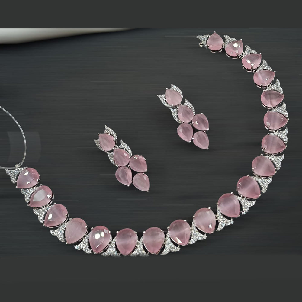 NAF Silver-Plated American Diamonds Weddings & Parties Necklace Set