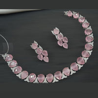 NAF Silver-Plated American Diamonds Weddings & Parties Necklace Set