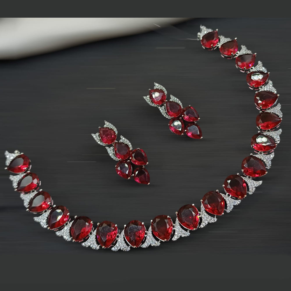 NAF Silver-Plated American Diamonds Weddings & Parties Necklace Set