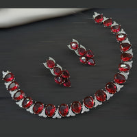 NAF Silver-Plated American Diamonds Weddings & Parties Necklace Set