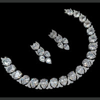 NAF Silver-Plated American Diamonds Weddings & Parties Necklace Set