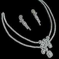 NAF Silver-Plated American Diamonds Weddings & Parties Necklace Set