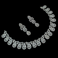 NAF Silver-Plated American Diamonds Weddings & Parties Necklace Set