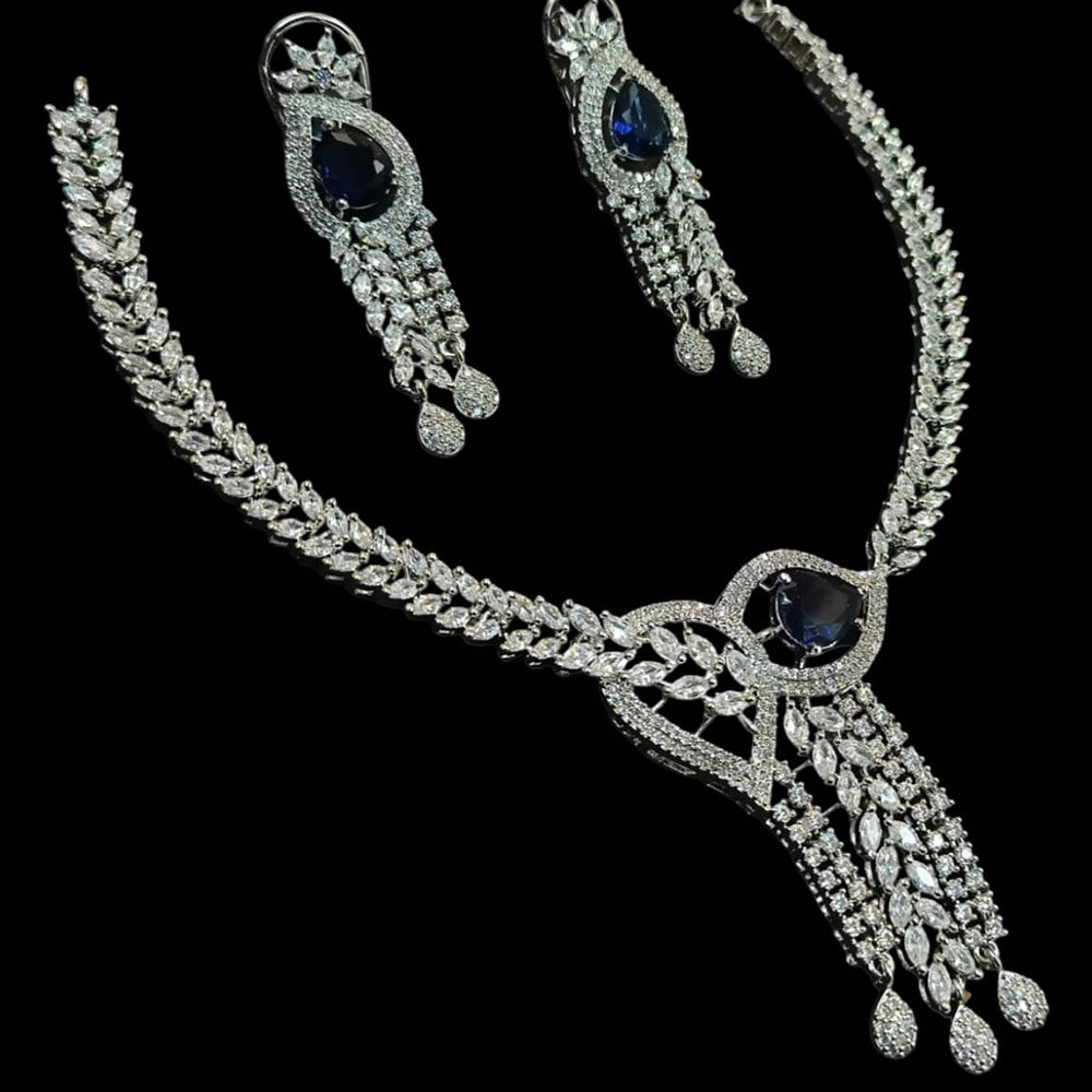 NAF Silver-Plated American Diamonds Weddings & Parties Necklace Set