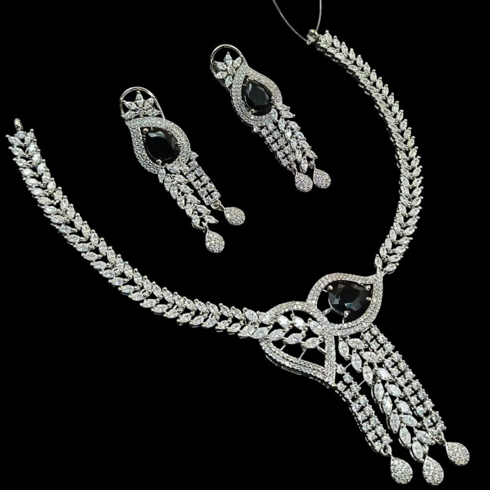NAF Silver-Plated American Diamonds Weddings & Parties Necklace Set