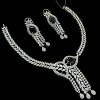 NAF Silver-Plated American Diamonds Weddings & Parties Necklace Set