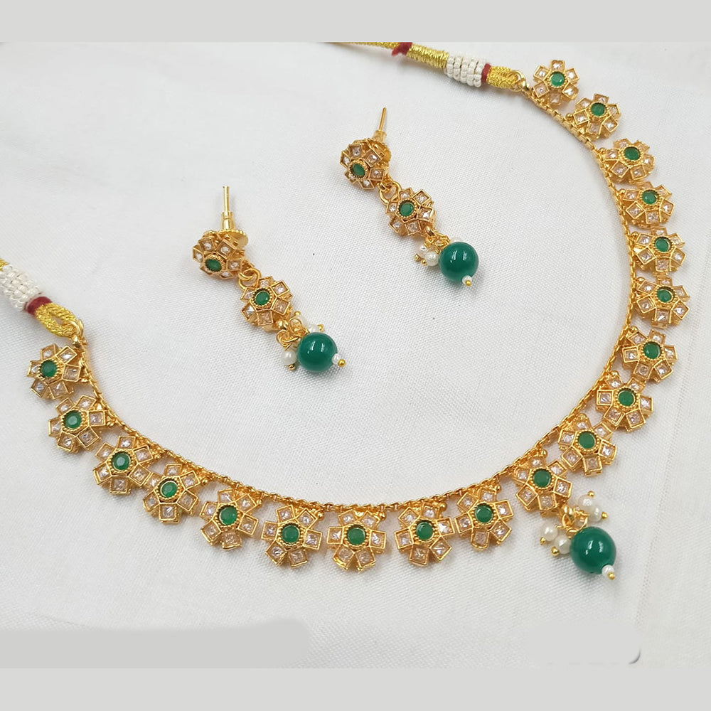 NAFJ Elegant Gold-Plated Crystal & Pearl Timeless Glamour Necklace Set