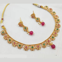 NAFJ Elegant Gold-Plated Crystal & Pearl Timeless Glamour Necklace Set