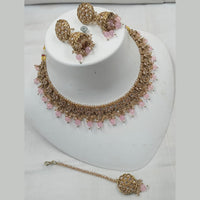 NAFJ Gold Plated Crystal & Pearl  Graceful Charm for Every Occasion Choker Necklace Set