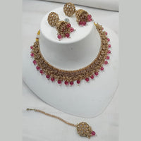 NAFJ Gold Plated Crystal & Pearl  Graceful Charm for Every Occasion Choker Necklace Set
