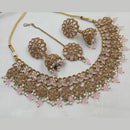 NAFJ Gold Plated Crystal & Pearl  Graceful Charm for Every Occasion Choker Necklace Set