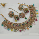 NAFJ Gold Plated Crystal & Pearl  Graceful Charm for Every Occasion Choker Necklace Set