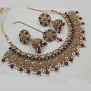 NAFJ Gold Plated Crystal & Pearl  Graceful Charm for Every Occasion Choker Necklace Set