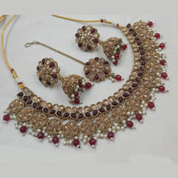 NAFJ Gold Plated Crystal & Pearl  Graceful Charm for Every Occasion Choker Necklace Set
