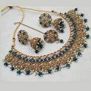 NAFJ Gold Plated Crystal & Pearl  Graceful Charm for Every Occasion Choker Necklace Set