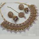 NAFJ Gold Plated Crystal & Pearl  Graceful Charm for Every Occasion Choker Necklace Set