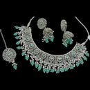 NAFJ Silver Plated Crystal & Pearl  Graceful Charm for Every Occasion Choker Necklace Set