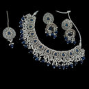 NAFJ Silver Plated Crystal & Pearl  Graceful Charm for Every Occasion Choker Necklace Set