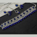 NAFJ Silver Plated Crystal & Pearl  Graceful Charm for Every Occasion Choker Necklace Set