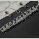 NAFJ Silver Plated Crystal & Pearl  Graceful Charm for Every Occasion Choker Necklace Set